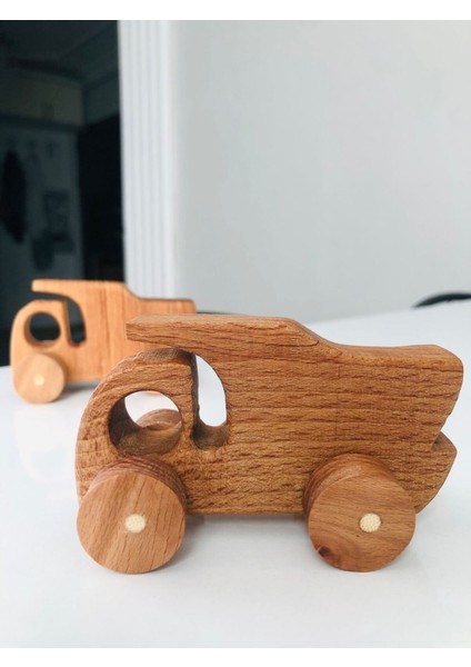 Doğal ahşap kayın küçük kamyon modeli, Montessori eğitim oyuncak, şık ve dayanıklı indirimleri