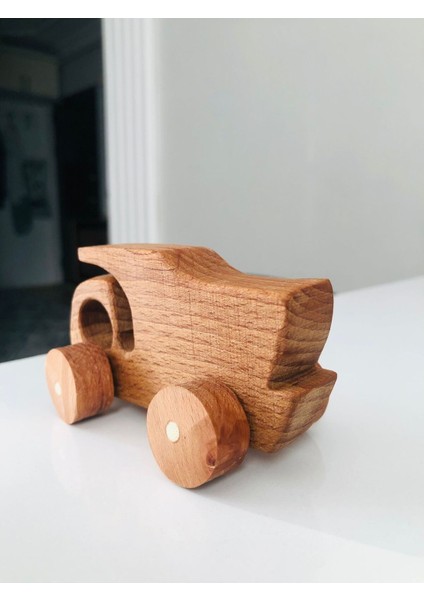 Doğal ahşap kayın küçük kamyon modeli, Montessori eğitim oyuncak, şık ve dayanıklı