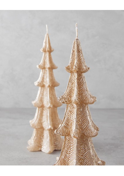 Altın Renkli Noel Ağacı Mum 22,5 cm, Parlak ve Şık, Fresh Koku, Kokusuz Seçenek modelleri