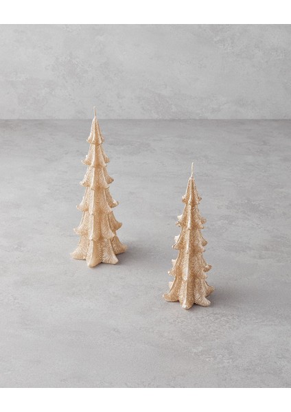 Altın Renkli Noel Ağacı Mum 22,5 cm, Parlak ve Şık, Fresh Koku, Kokusuz Seçenek fırsatları