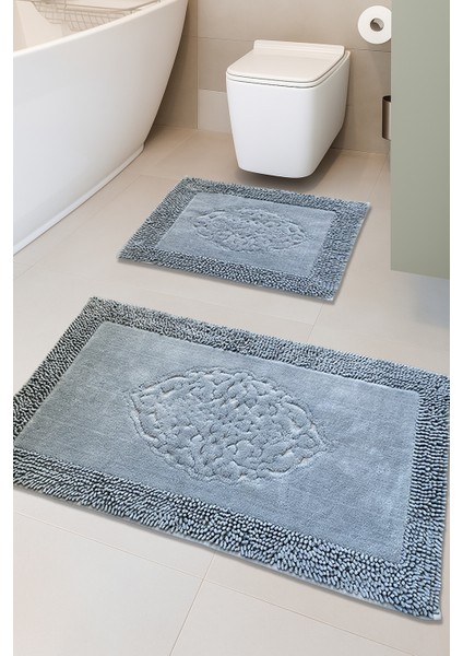 Pamukkent Kaymaz Taban, Süper Emici 2'li Pamuk Ultra Lüks Banyo Paspası Seti