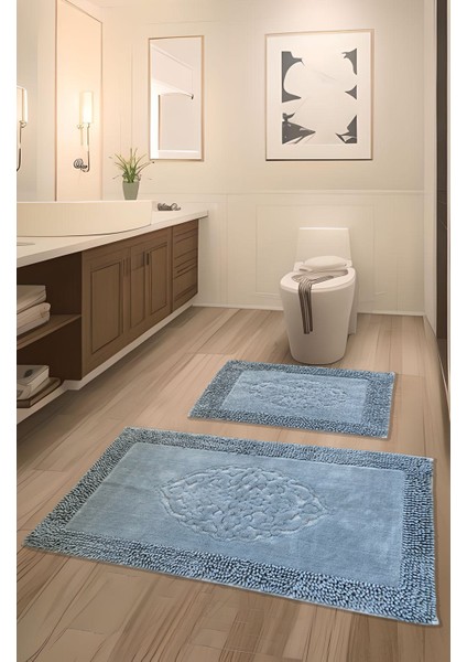 Pamukkent Kaymaz Taban, Süper Emici 2'li Pamuk Ultra Lüks Banyo Paspası Seti