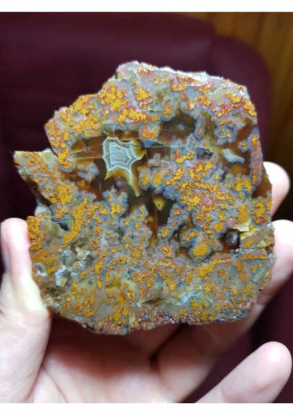 Muhteşem Koyu Sarı Dendrit Opal (Doğal Taş, Değerli Taş, Kristal)