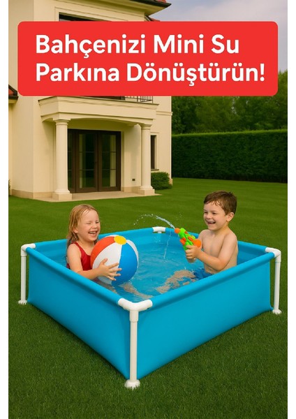 Kare Bahçe Havuzu 122x122x30 cm, mavi, pompa hariç, serin ve eğlenceli yaz keyfi