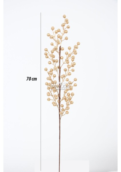 Altın renkli 70 cm yapay dal kokina, şık ve doğal görünüm sağlar, demet çiçek.
