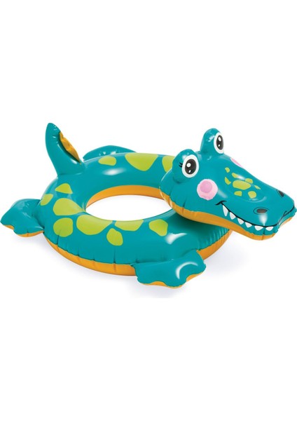 Şişme Sevimli Timsah Simit - Çocuk Timsah Simit -Şişme Timsah Figürlü Simit-Crocodile Ring 71X56 cm