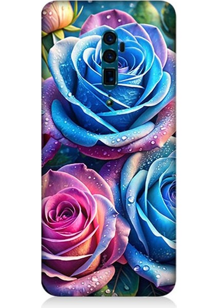 Oppo Reno 10X Zoom Uyumlu Gökkuşağı Renkli Güller Desenli Silikon Kılıf