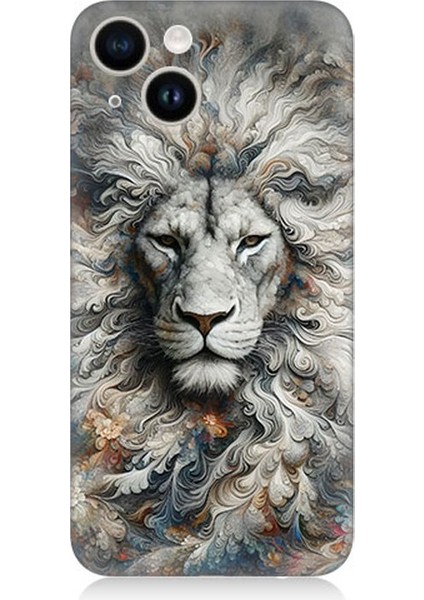 Apple iPhone 13 Uyumlu Aslan Asaletin Sessiz Gücü Desenli Silikon Kılıf