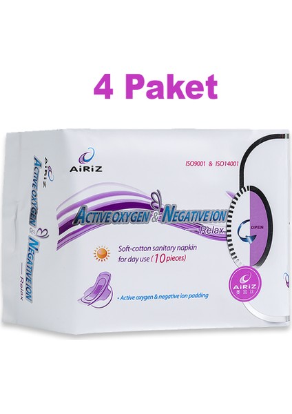 Gündüz Pedi 10'lu - Active Oxygen & Negative Ion - Günlük Kullanıma Uygun, Yumuşak Pamuk X4 Paket