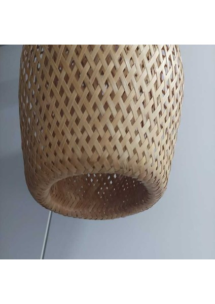 Sole Bambu Avize Rustik Doğal Bohem Tekli Sarkıt Elektrik