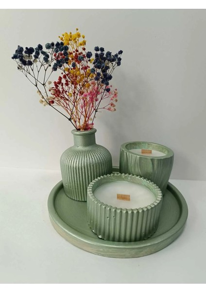 Crafts Tasarım 4 Lü Dekoratif Mum Seti Mint Yeşili modelleri
