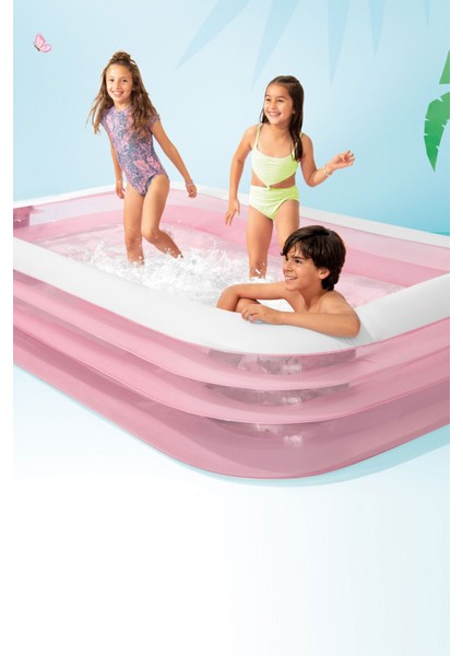 Geniş Dikdörtgen Aile Havuzu 305x183x56cm, Renkli, Eğlence ve Serinlik İçin, 3+ Yaş