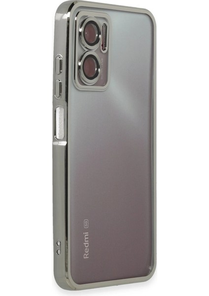 Xiaomi Redmi Note 11E Kılıf Razer Lensli Silikon - Gümüş Drstr