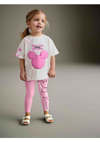 Minnie Mouse 3D Peluş Tişört ve Tayt Takım