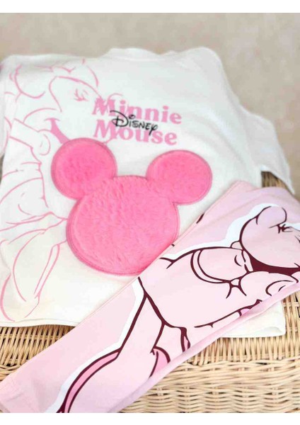 Minnie Mouse 3D Peluş Tişört ve Tayt Takım