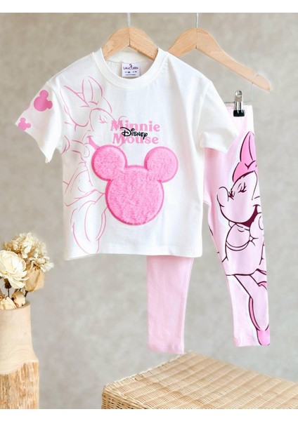 Minnie Mouse 3D Peluş Tişört ve Tayt Takım