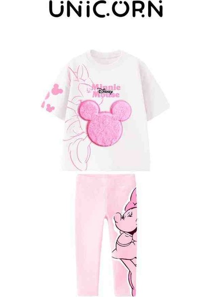 Minnie Mouse 3D Peluş Tişört ve Tayt Takım