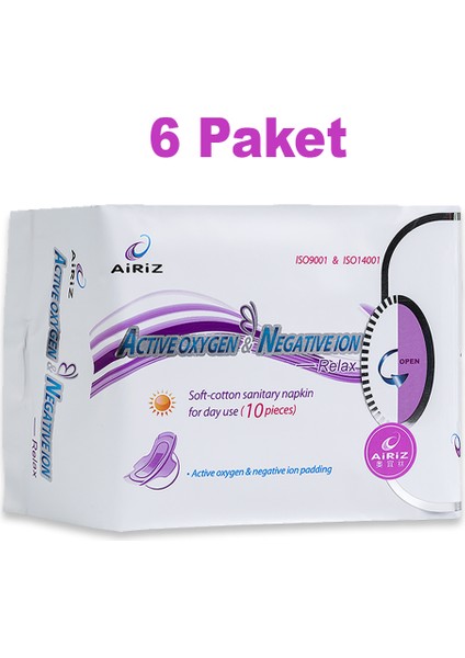 Tiens Airiz Gündüz Pedi 10'lu - Active Oxygen & Negative Ion - Günlük Kullanıma Uygun, Yumuşak Pamuk X6 Paket
