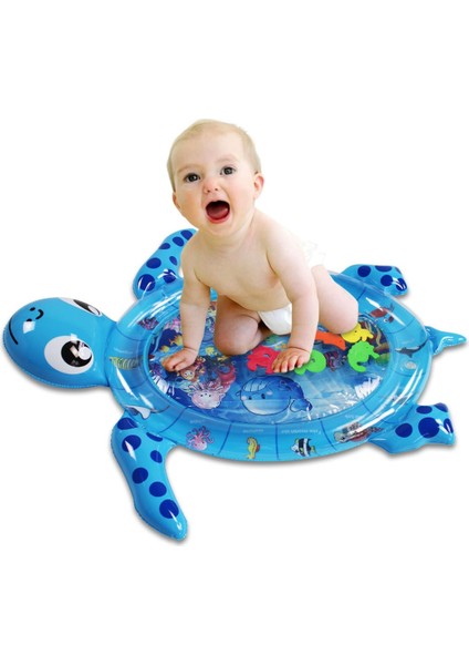 Kaplumbağa (Turtle) Jumbo Bebek Su Oyun Matı Aktivite Matı (Tummy Time) Mavi