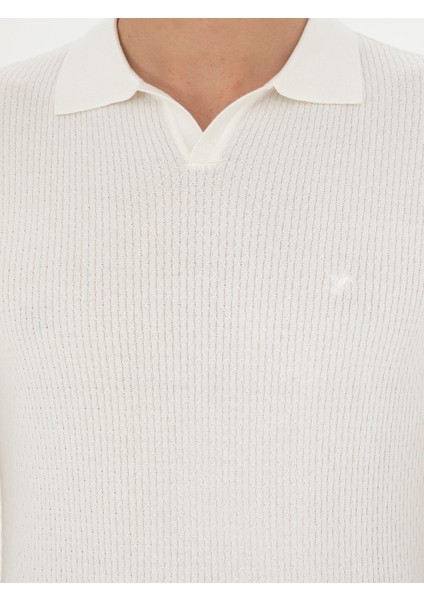 Erkek Beyaz Slim Fit Polo Yaka Triko T-Shirt 50285361-VR013