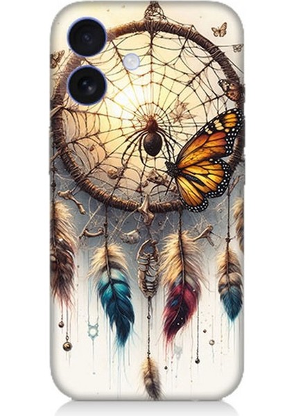 Apple iPhone 16 Uyumlu Kelebekli Düş Kapanı Desenli Silikon Kılıf