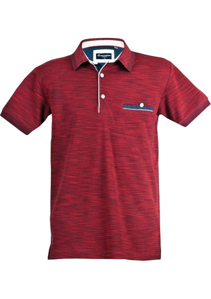 Polokoton Marka Polo Yaka T-Shirt – %100 Pamuk, Bordo Lacivert Renk, Cepli, İki Renkli Özel Pike Kumaş, Erkek Yazlık Model