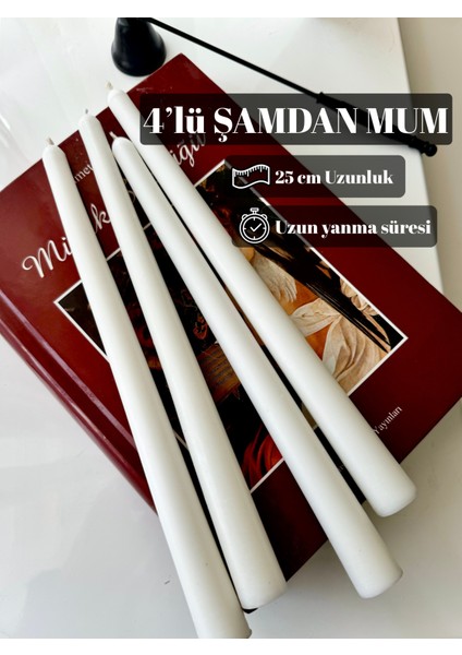 Şamdan Mum 4'lü (Konik Mum)