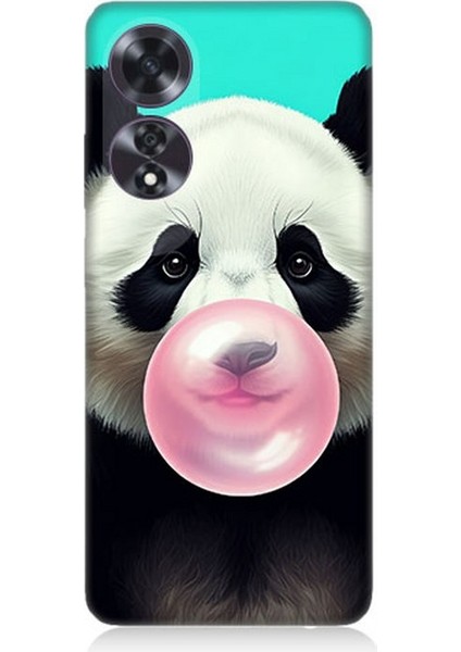 Oppo A60 Uyumlu Sakız Çiğneyen Tatlı Panda Desenli Silikon Kılıf