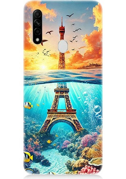 Oppo A31 Uyumlu Denizaltında Eyfel Hayali Desenli Silikon Kılıf