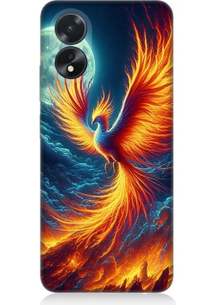Oppo A38 Uyumlu Ateşle Dans Eden Anka Desenli Silikon Kılıf