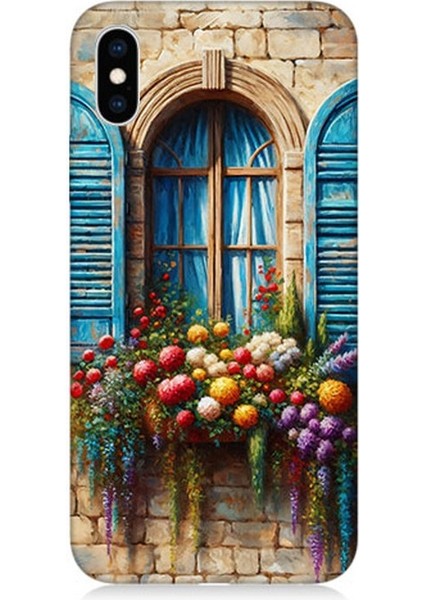 Apple iPhone Xs Max Uyumlu Pencereden Renkli Hayat Desenli Silikon Kılıf