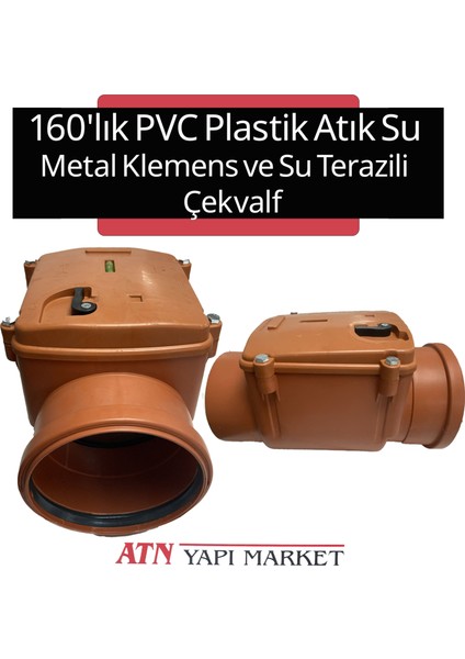 160'LIK Pvc Plastik Atık Su Metal Klepeli Çekvalf – Geri Akış ve Koku Önleyici