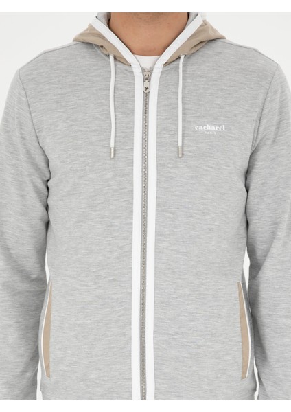 Erkek Gri Melanj Regular Fit Kapüşonu Sweatshirt 50284600-VR086