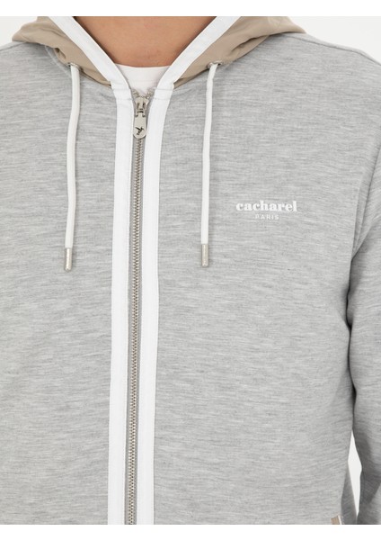 Erkek Gri Melanj Regular Fit Kapüşonu Sweatshirt 50284600-VR086