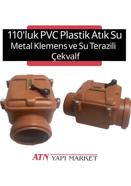 110'LIK Pvc Plastik Atık Su Metal Klepeli Çekvalf – Geri Akış ve Koku Önleyici