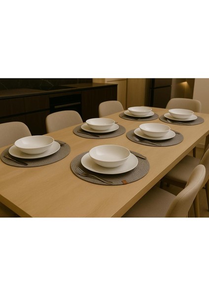 6'lı Gri Jüt Supla Seti, Oval Sunum Tabak Altlığı, Şık ve doğal tasarım fiyatları