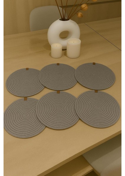 6'lı Gri Jüt Supla Seti, Oval Sunum Tabak Altlığı, Şık ve doğal tasarım modelleri