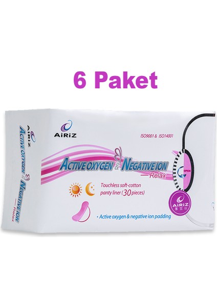 Pembe Gün Airiz Günlük Ped 30'lu - Active Oxygen & Negative Ion - İnce Yapı, Ferah ve Koku Önleyici Ped