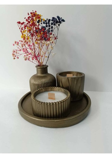 Crafts Tasarım 4 Lü Dekoratif Mum Seti Yaş Kütük Renkli