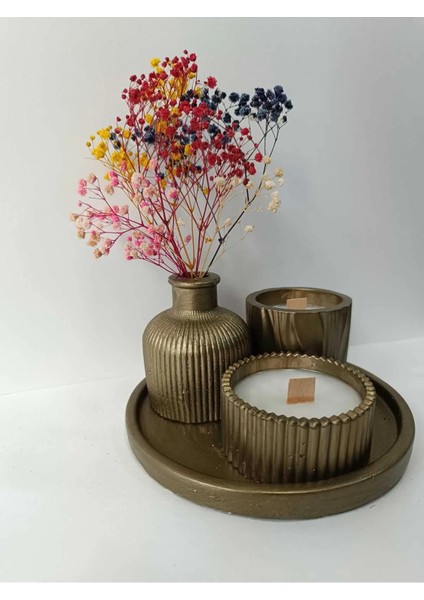 Crafts Tasarım 4 Lü Dekoratif Mum Seti Yaş Kütük Renkli