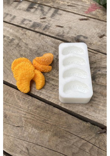 Beyaz mandalina dilimi dörtlü mum kalıbı, silikon, koku aroması yok, 1 adet