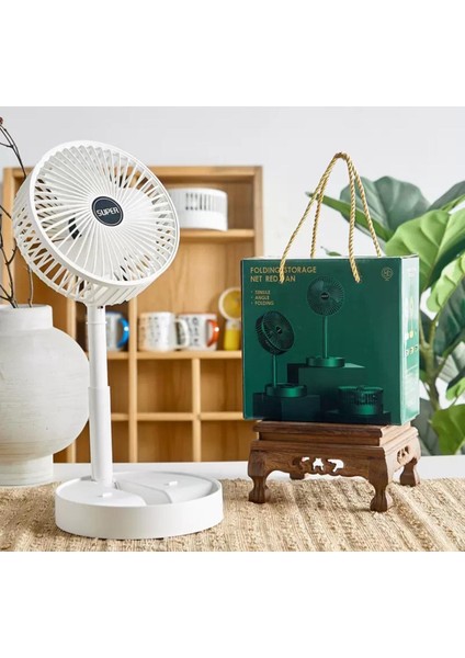 Şarjlı Beyaz Katlanılabilir Mini Fan Masa Üstü Vantilatörü Usb Soğutucu Sessiz El Fanı Standlı Yer Tipi El Tipi