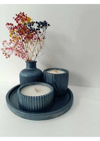 Crafts Tasarım 4 Lü Dekoratif Mum Seti Karanlık Safir Renkli indirimleri