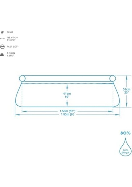 Svtcrt Fast Set Havuz, Yuvarlak, Pompasız 183 x 51 cm Model 1053513