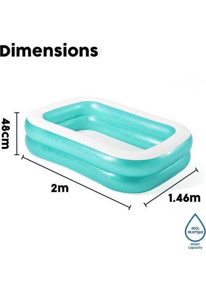 Şişme Şeffaf Aile Havuzu, Çok Renkli, 201X150X51 Cm, 3-4 Yaş için ideal