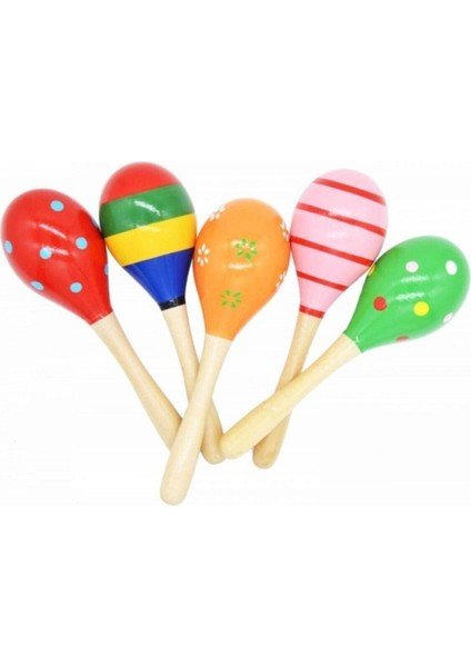 Renkli Ahşap Marakas, 20 cm, Eğlence ve Müzik için Neşeli Bir Seçenek