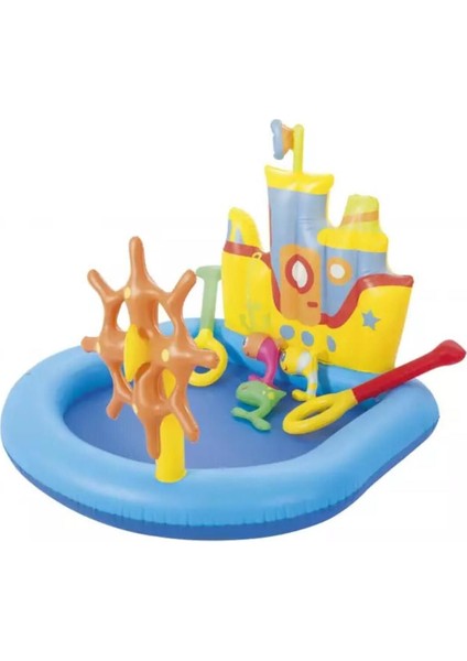 Renkli Eğlenceli Korsan Havuz Fişkiyeli 140x130cm, 3+ Yaş