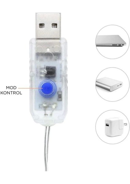 Lw-7 300 Ledli 10 Sarkıt Perde LED Işık, 8 Modlu Uzaktan Kumandalı, 3x3 Metre Peri Telli LED