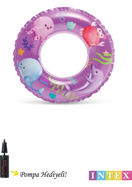 Şeffaf okyanus desenli çocuk havuzu, deniz simiti, 61 cm, 6-10 yaş, mor renk