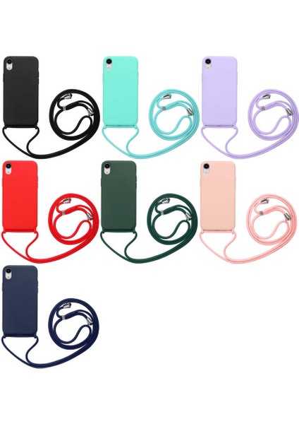 Iphone Xr ile Uyumlu Ropi Ipli Silikon Içi Kadife Korumalı Kılıf